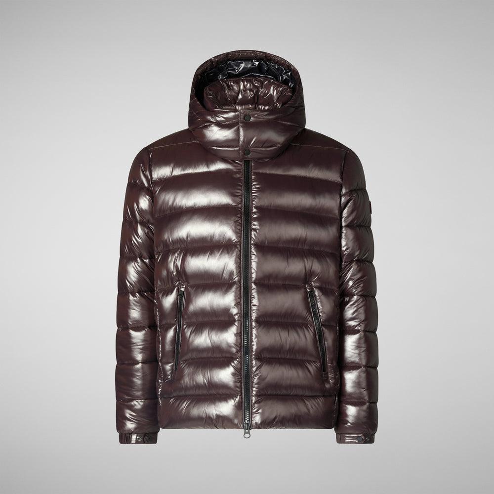 Save the duck PIUMINO ANIMAL FREE CON CAPPUCCIO UOMO FLORIAN MARRONE NERO Sconto