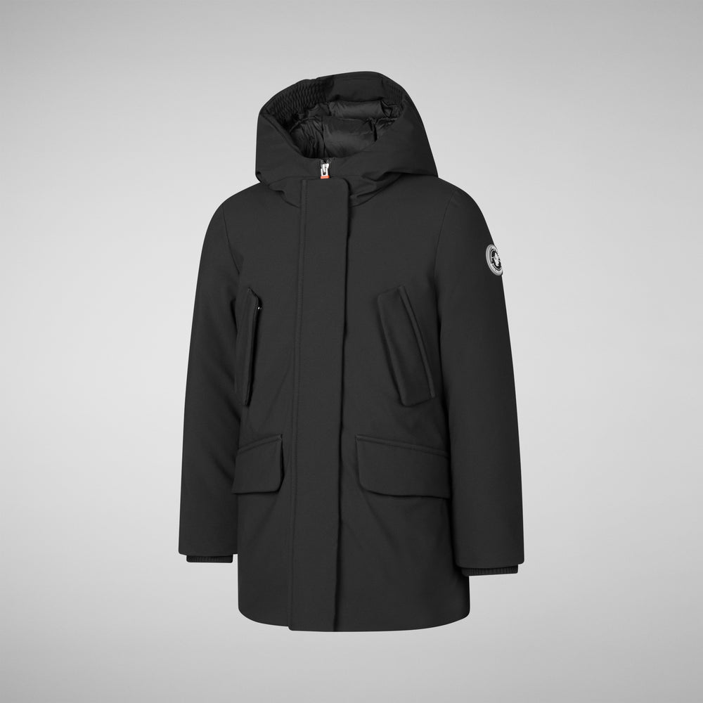 Save the duck PARKA CON CAPPUCCIO BAMBINA ALLY NERO Saldi