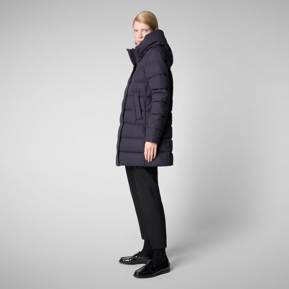 Save the duck CAPPOTTO CON CAPPUCCIO TATIANA BLU NERO In Saldo