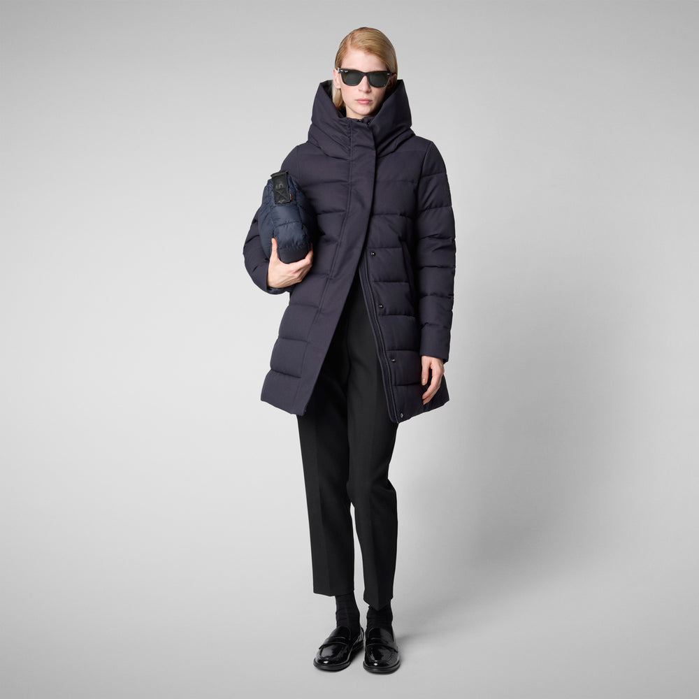Save the duck CAPPOTTO CON CAPPUCCIO TATIANA BLU NERO In Saldo