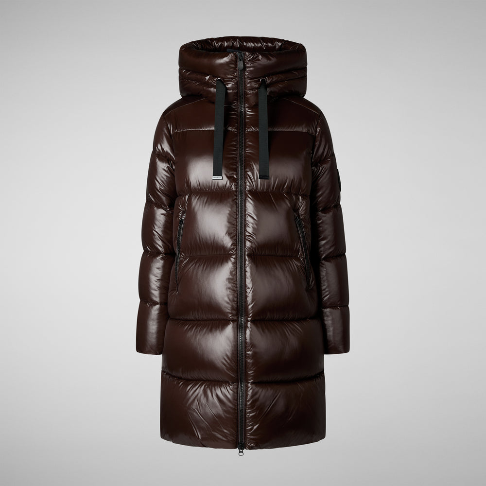 Save the duck PIUMINO ANIMAL FREE CON CAPPUCCIO DONNA ISABEL MARRONE NERO Fino Al -60%