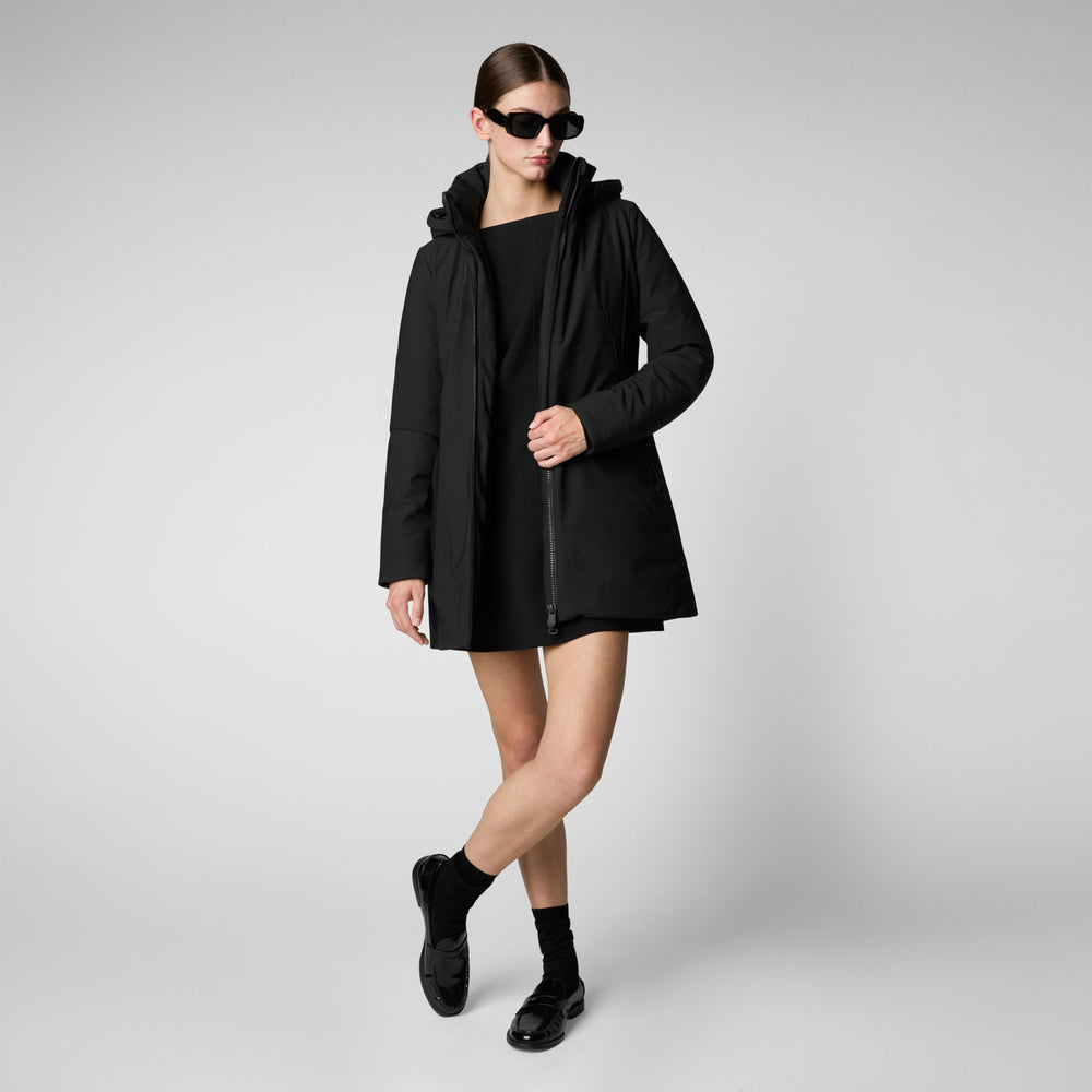 Save the duck giacca DONNA CON CAPPUCCIO LILA NERO Vendita Economica