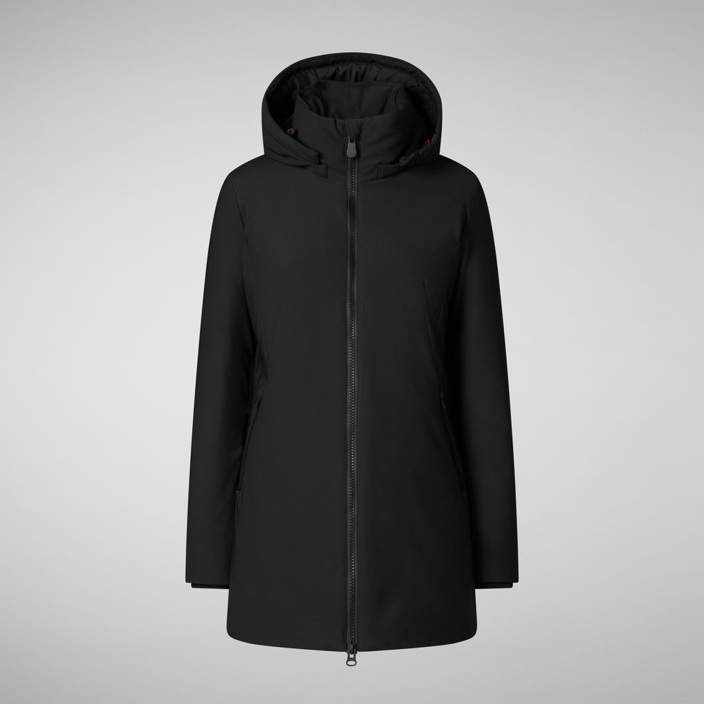 Save the duck giacca DONNA CON CAPPUCCIO LILA NERO Vendita Economica