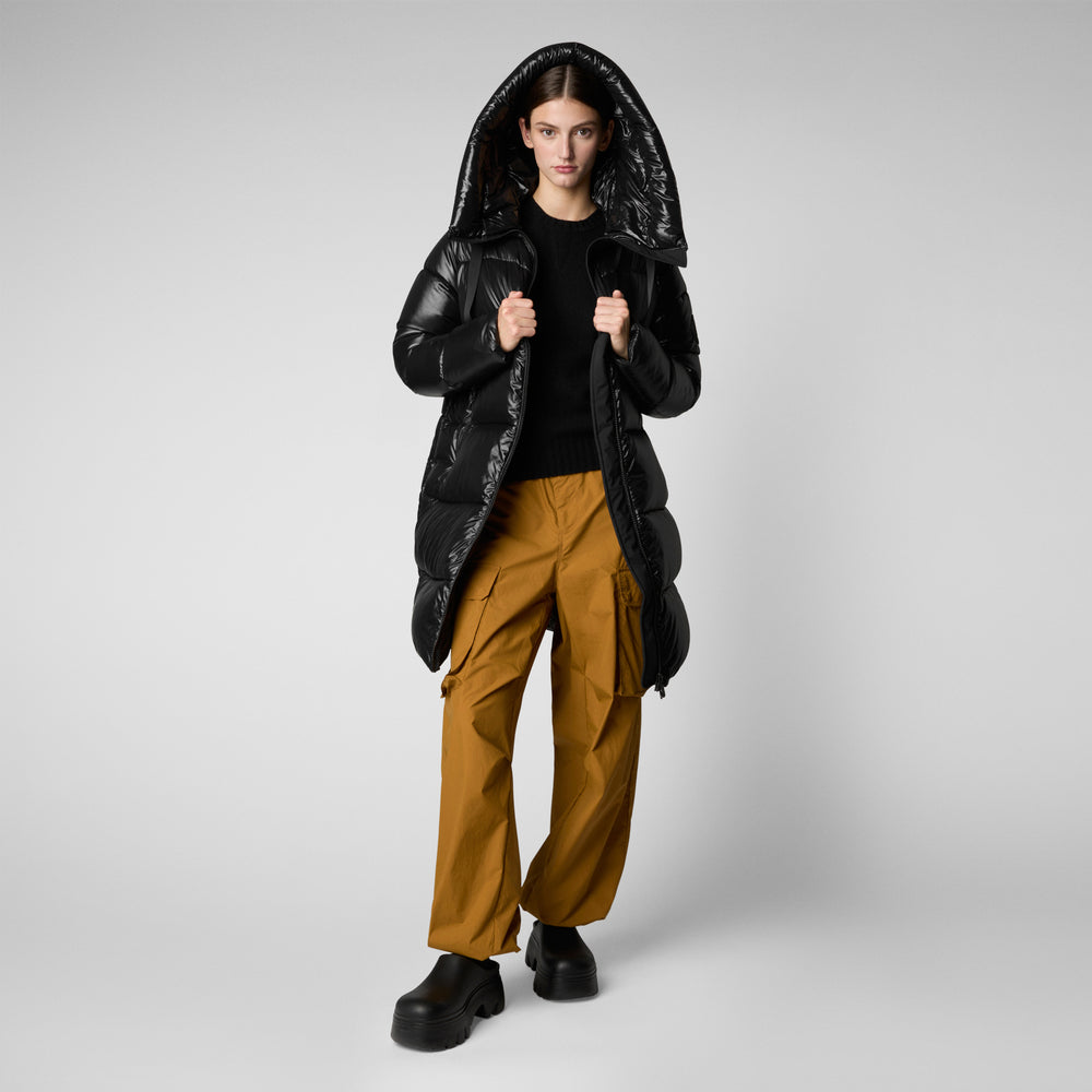 Save the duck PIUMINO ANIMAL FREE CON CAPPUCCIO DONNA ISABEL NERO Fino Al -60%