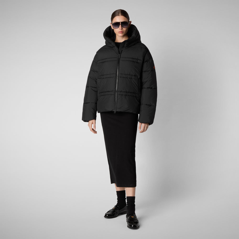 Save the duck PIUMINO ANIMAL FREE CON CAPPUCCIO DONNA KERI NERO Moda