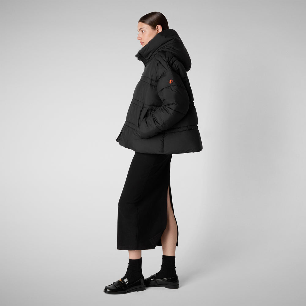 Save the duck PIUMINO ANIMAL FREE CON CAPPUCCIO DONNA KERI NERO Moda