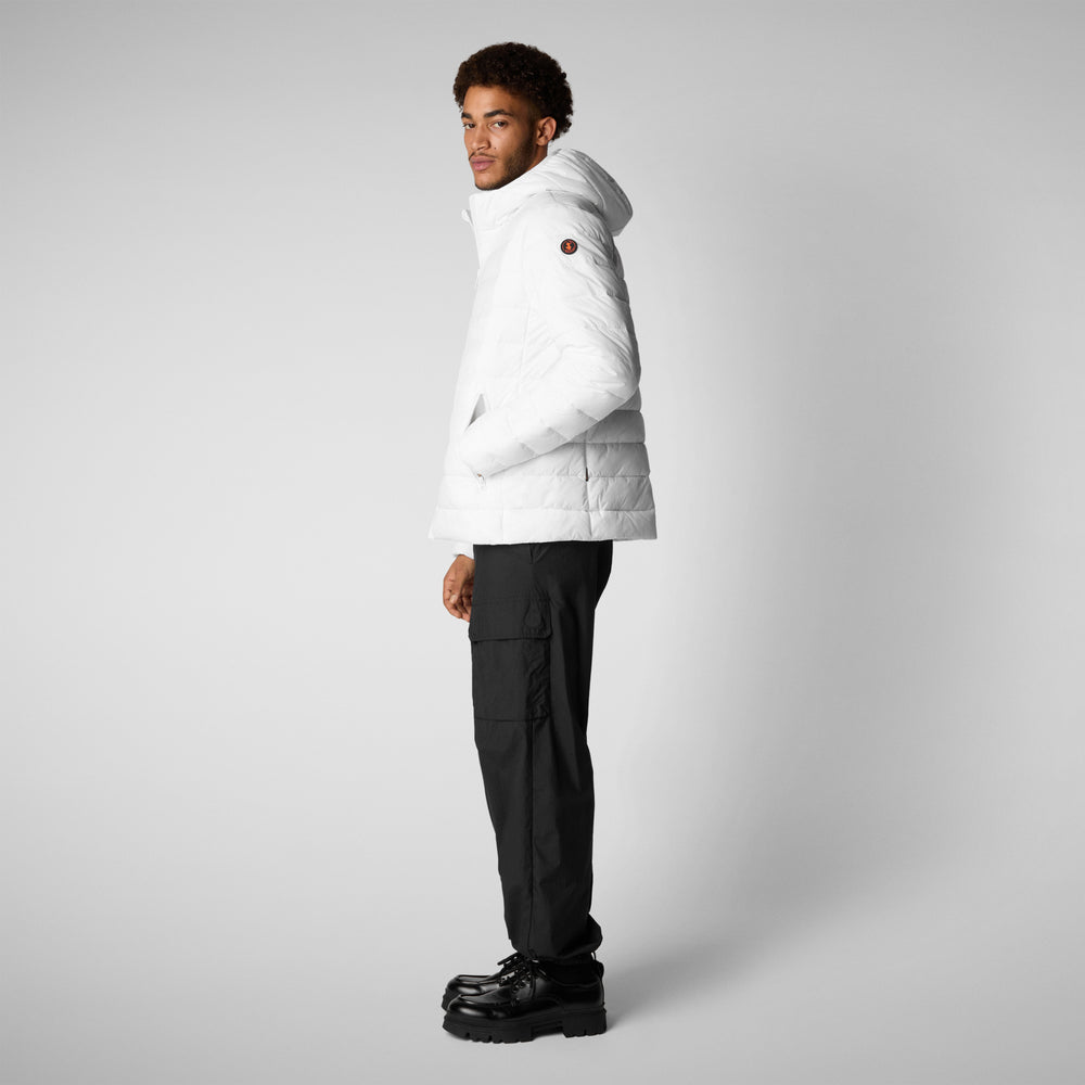 Save the duck PIUMINO ANIMAL FREE CON CAPPUCCIO UOMO HECTOR BIANCO Fino Al -60%