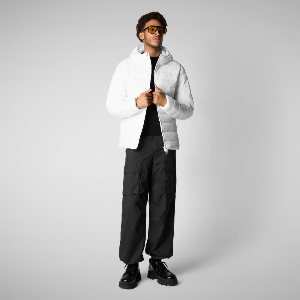 Save the duck PIUMINO ANIMAL FREE CON CAPPUCCIO UOMO HECTOR BIANCO Fino Al -60%