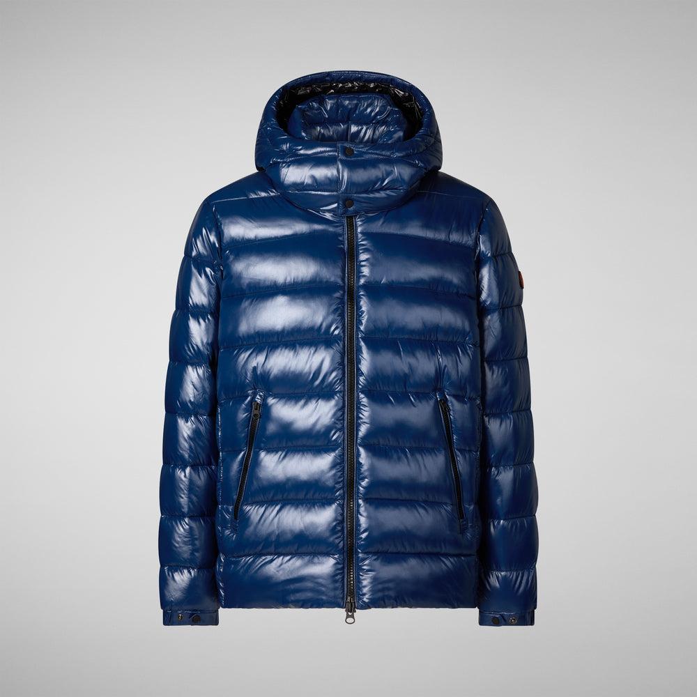 Save the duck PIUMINO ANIMAL FREE CON CAPPUCCIO UOMO FLORIAN BLU INCHIOSTRO Prezzo Ridotto