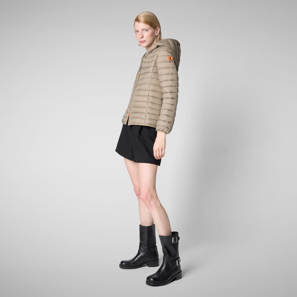 Save the duck Piumino animal free con cappuccio donna Daisy Grigio elefante Outlet