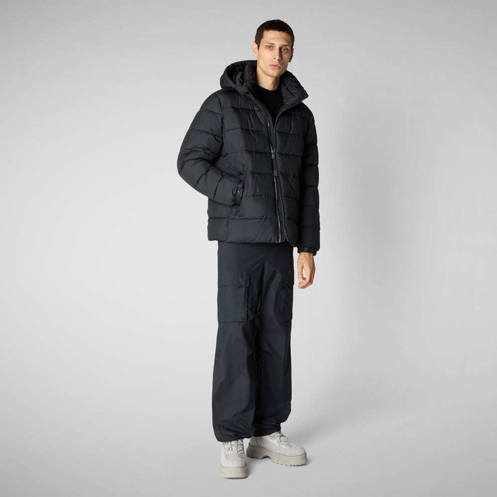 Save the duck PIUMINO ANIMAL FREE CON CAPPUCCIO UOMO LOIS NERO Vendita Calda