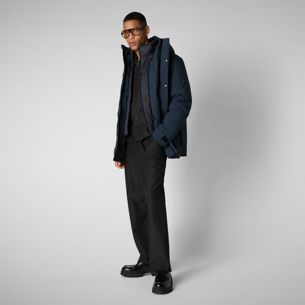 Save the duck PARKA UOMO WILDER IN BLU NERO Saldi Di Fabbrica