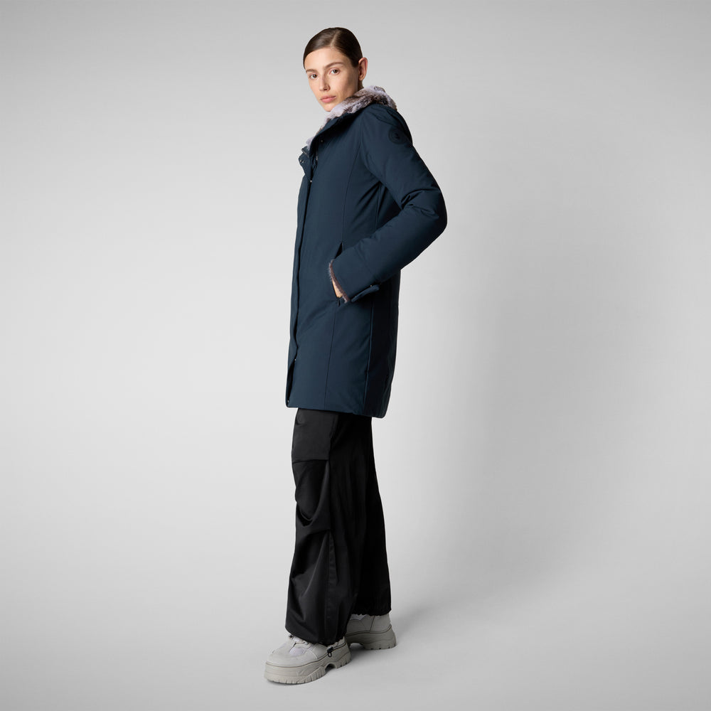 Save the duck PARKA DONNA CON CAPPUCCIO SAMANTAH BLU NERO Offerta Giorno del Papà