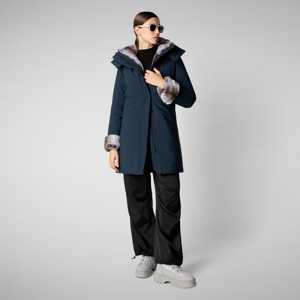 Save the duck PARKA DONNA CON CAPPUCCIO SAMANTAH BLU NERO Offerta Giorno del Papà