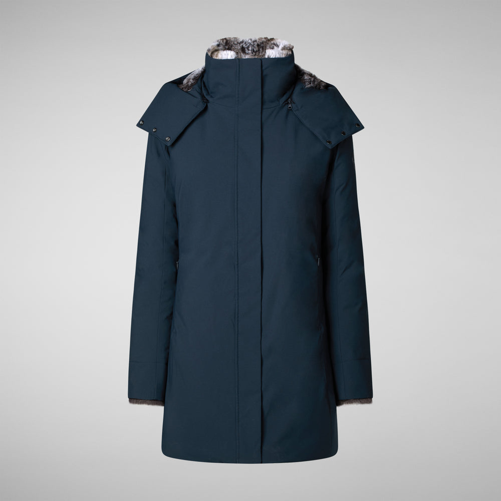 Save the duck PARKA DONNA CON CAPPUCCIO SAMANTAH BLU NERO Offerta Giorno del Papà
