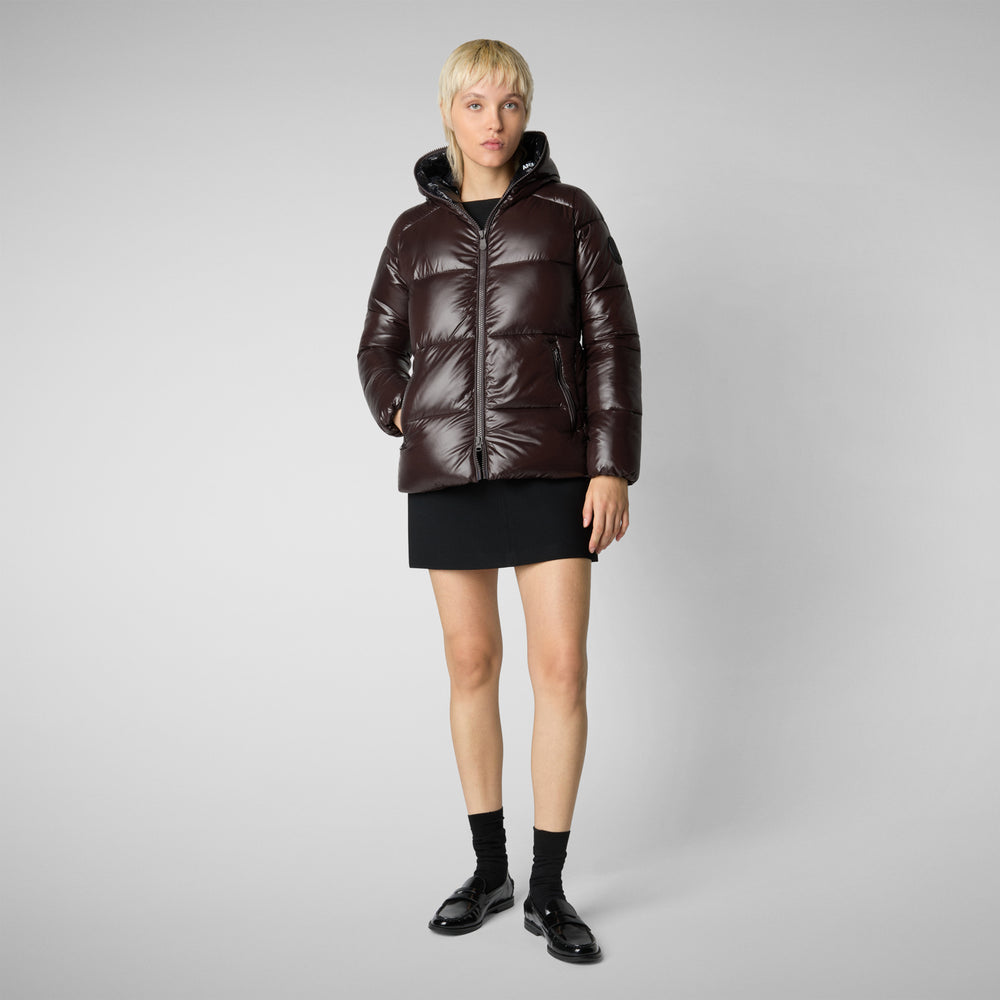Save the duck PIUMINO ANIMAL FREE CON CAPPUCCIO DONNA LOIS MARRONE NERO Online Outlet
