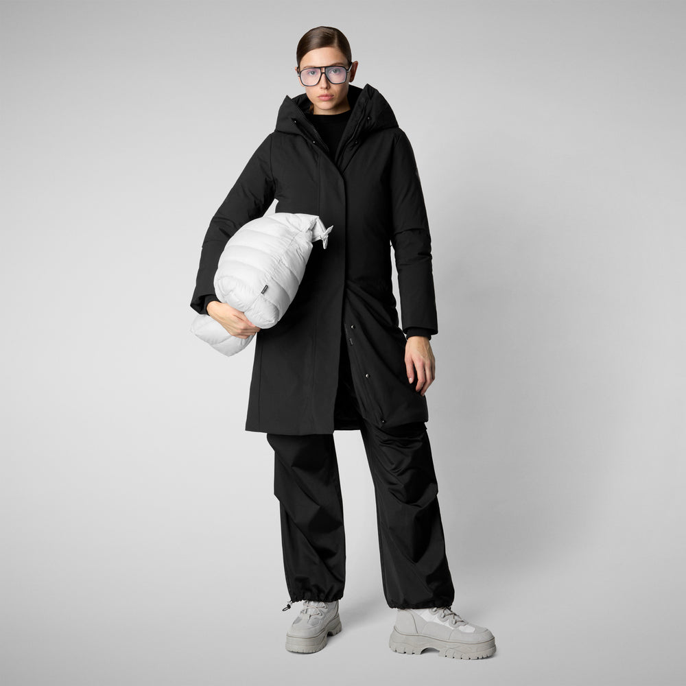 Save the duck PARKA DONNA CON CAPPUCCIO SIENNA NERO Nuovi prodotti