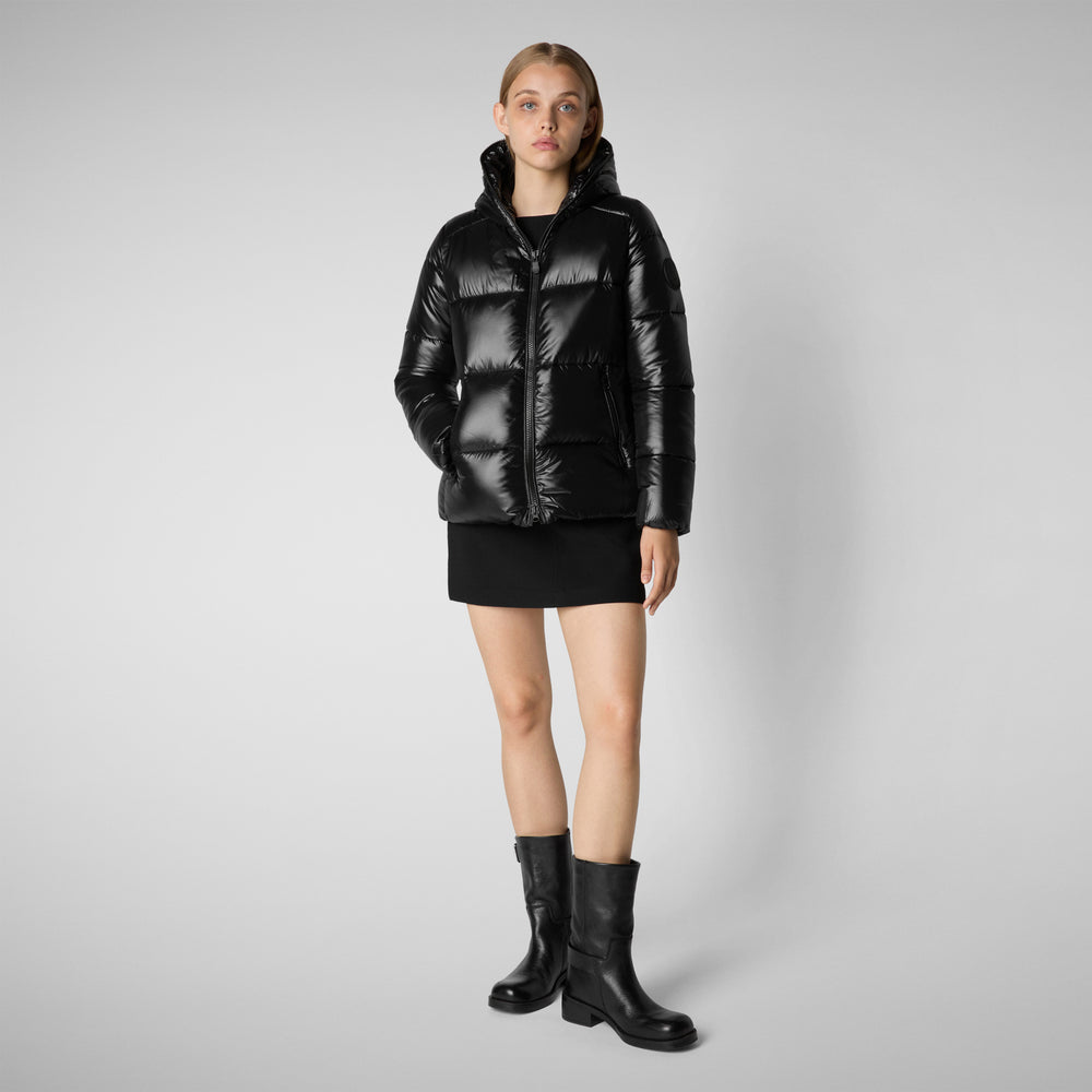 Save the duck PIUMINO ANIMAL FREE CON CAPPUCCIO DONNA LOIS NERO Offerte stagionali