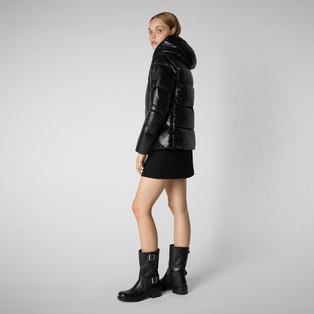 Save the duck PIUMINO ANIMAL FREE CON CAPPUCCIO DONNA LOIS NERO Offerte stagionali