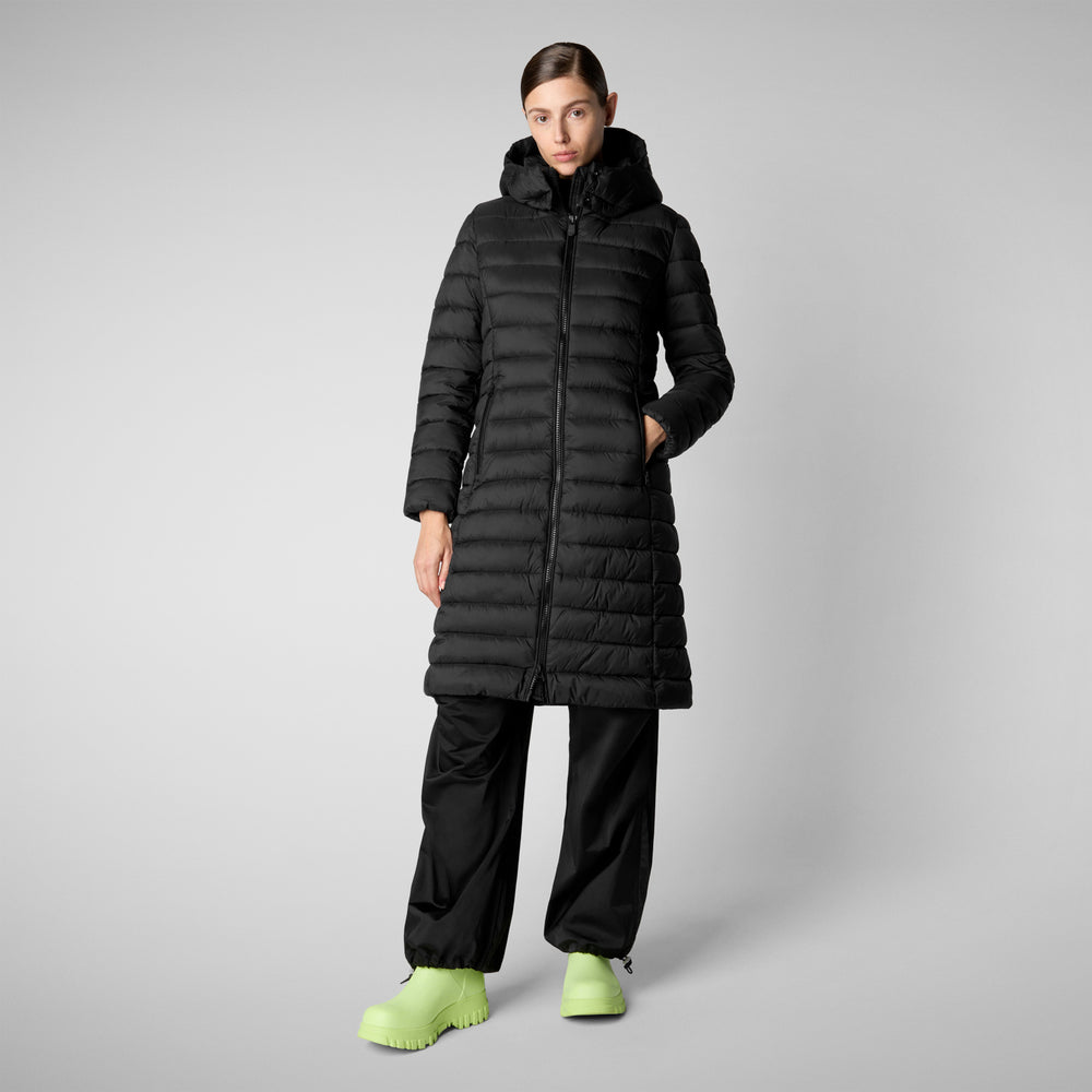 Save the duck PIUMINO ANIMAL FREE CON CAPPUCCIO DONNA EILEEN NERO Liquidazione