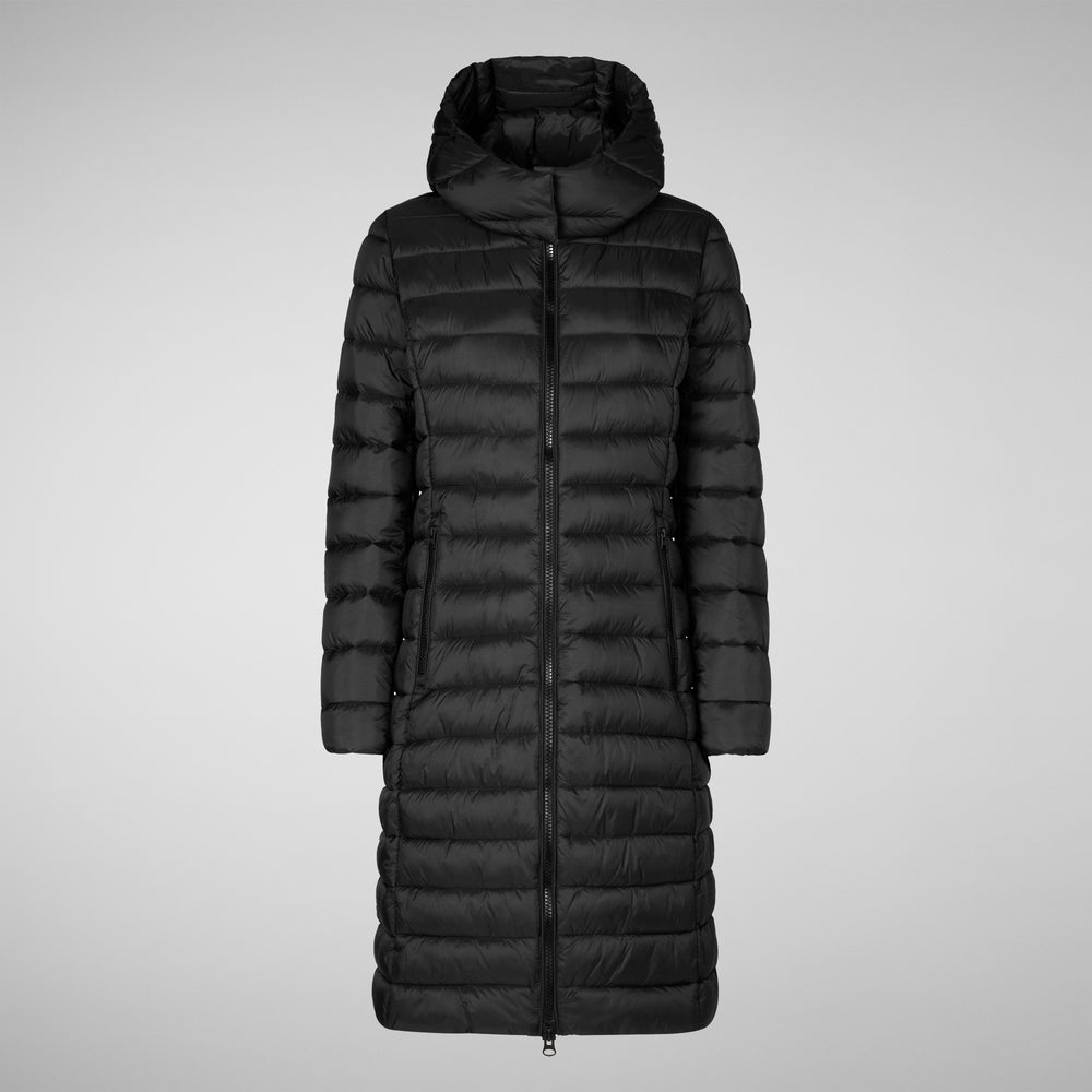 Save the duck PIUMINO ANIMAL FREE CON CAPPUCCIO DONNA EILEEN NERO Liquidazione