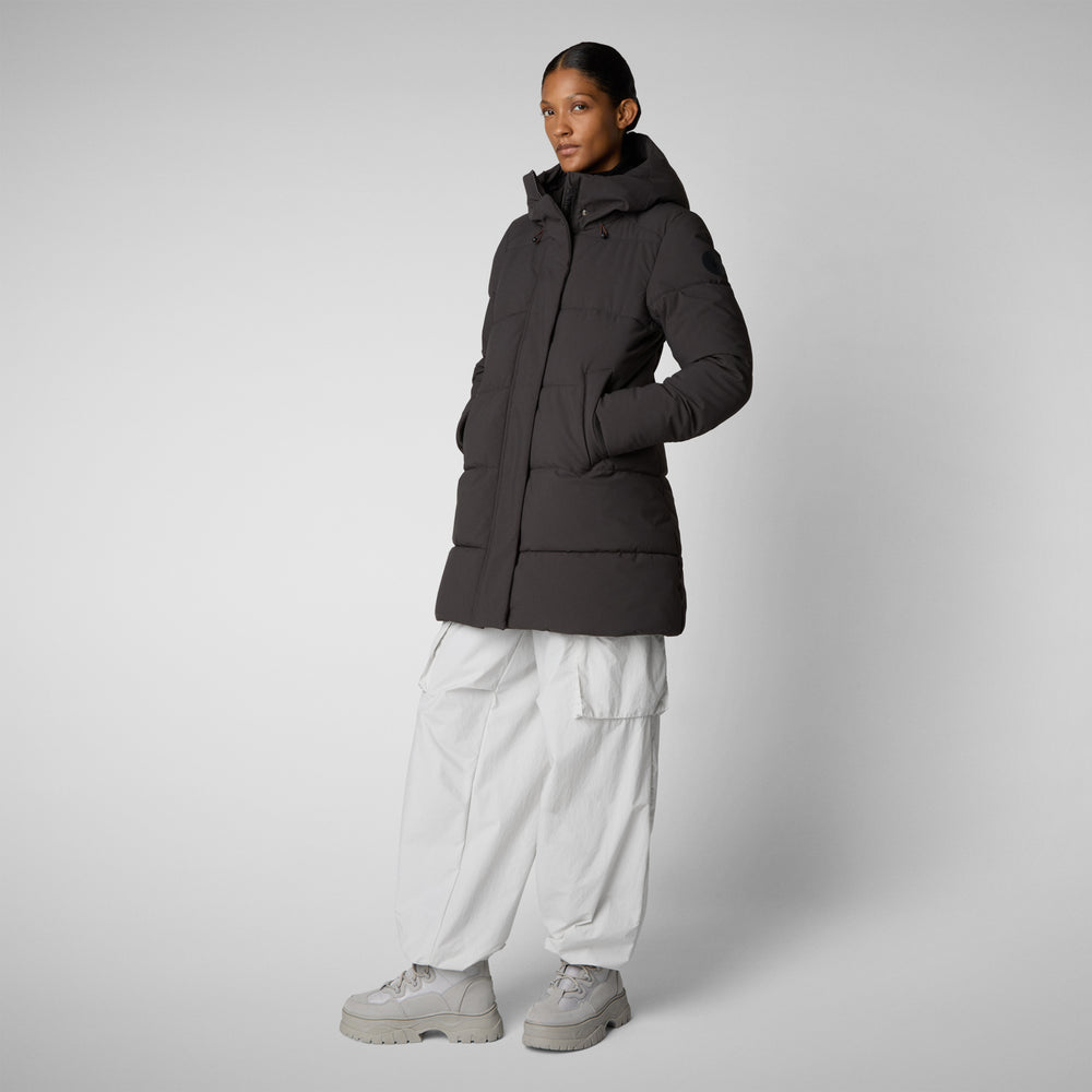 Save the duck PARKA DONNA CON CAPPUCCIO BETHANY BROWN NERO Enormi risparmi