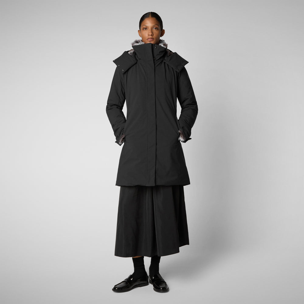 Save the duck PARKA DONNA CON CAPPUCCIO SAMANTAH NERO Super Saving Price
