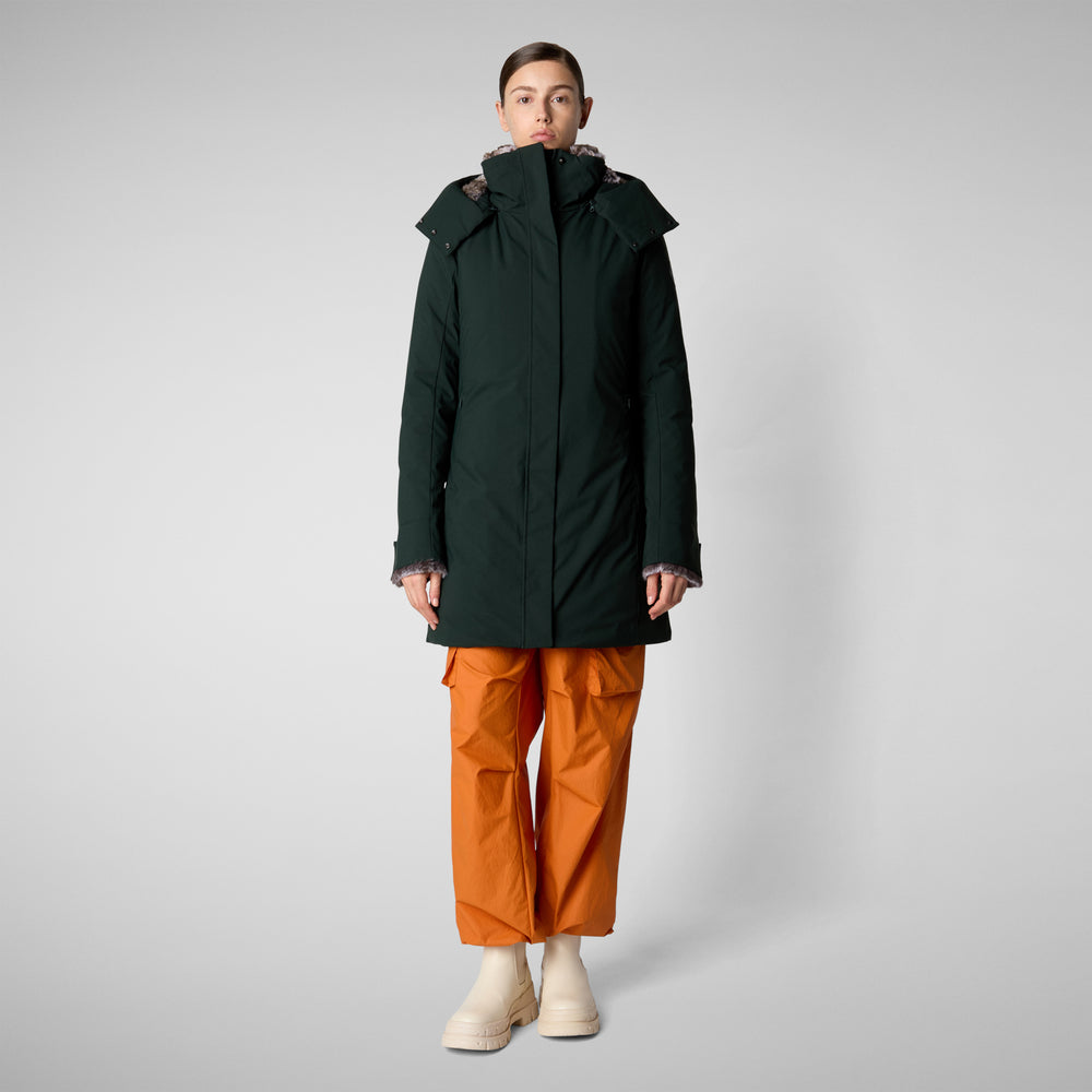Save the duck PARKA DONNA CON CAPPUCCIO SAMANTAH VERDE NERO Ritorno libero