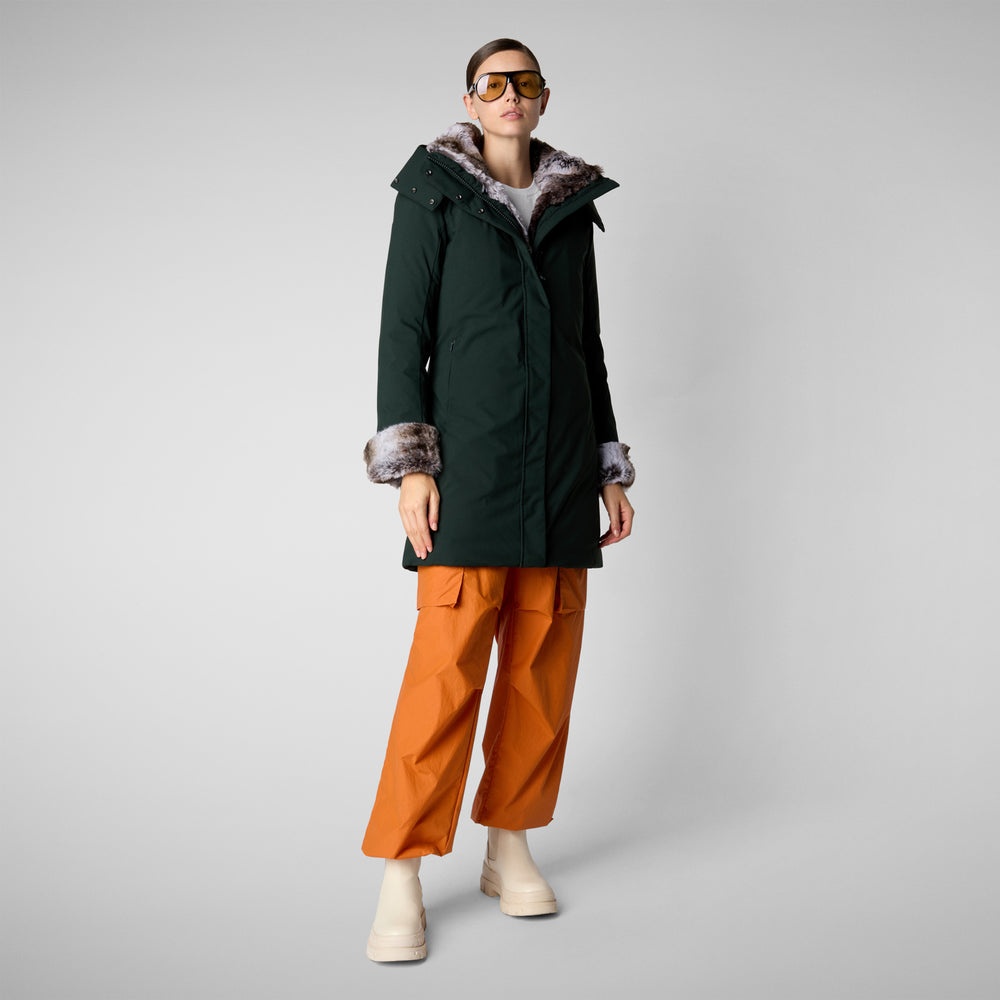 Save the duck PARKA DONNA CON CAPPUCCIO SAMANTAH VERDE NERO Ritorno libero