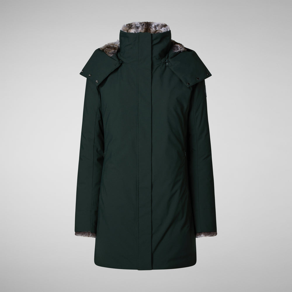 Save the duck PARKA DONNA CON CAPPUCCIO SAMANTAH VERDE NERO Ritorno libero