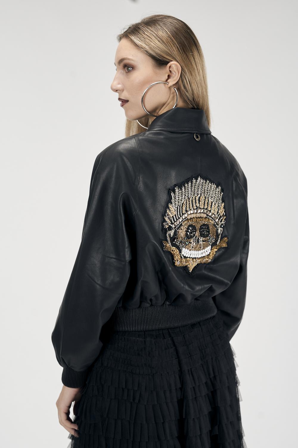 Save The Queen Bomber in ecopelle nera Italia