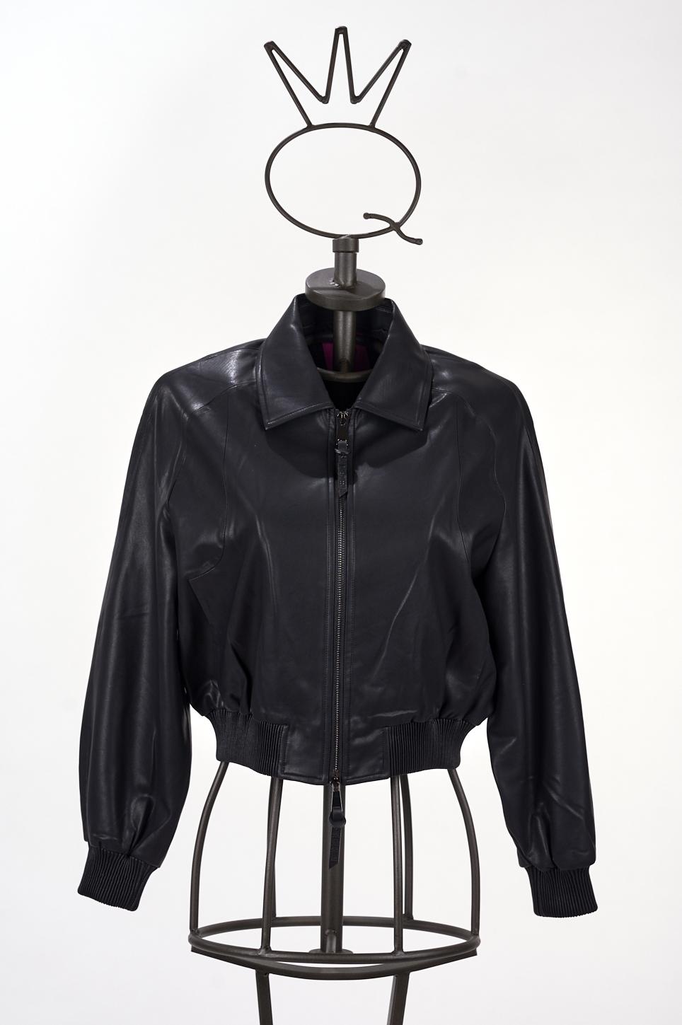 Save The Queen Bomber in ecopelle nera Italia