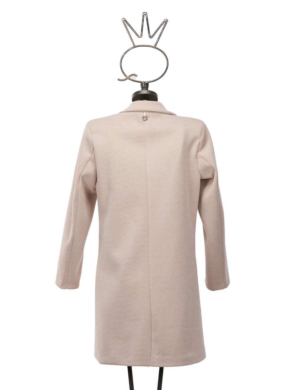 Save The Queen Cappotto corto bianco panna spigato beige con applicazioni Spedizione Gratuita