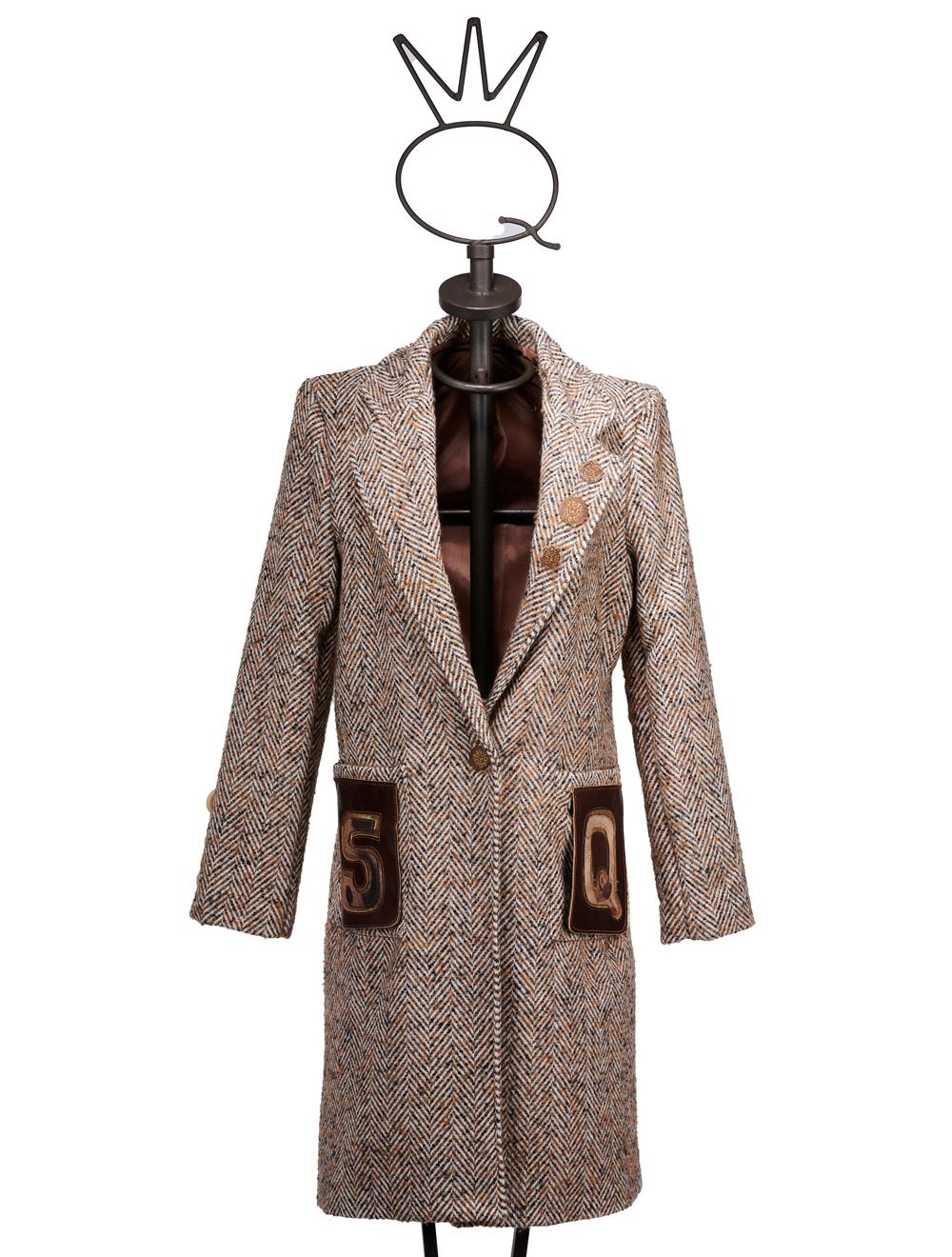 Save The Queen Cappotto spigato marrone e beige Pezzi Unici