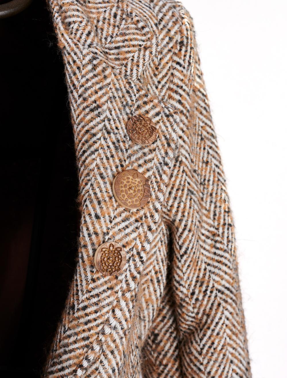 Save The Queen Cappotto spigato marrone e beige Pezzi Unici