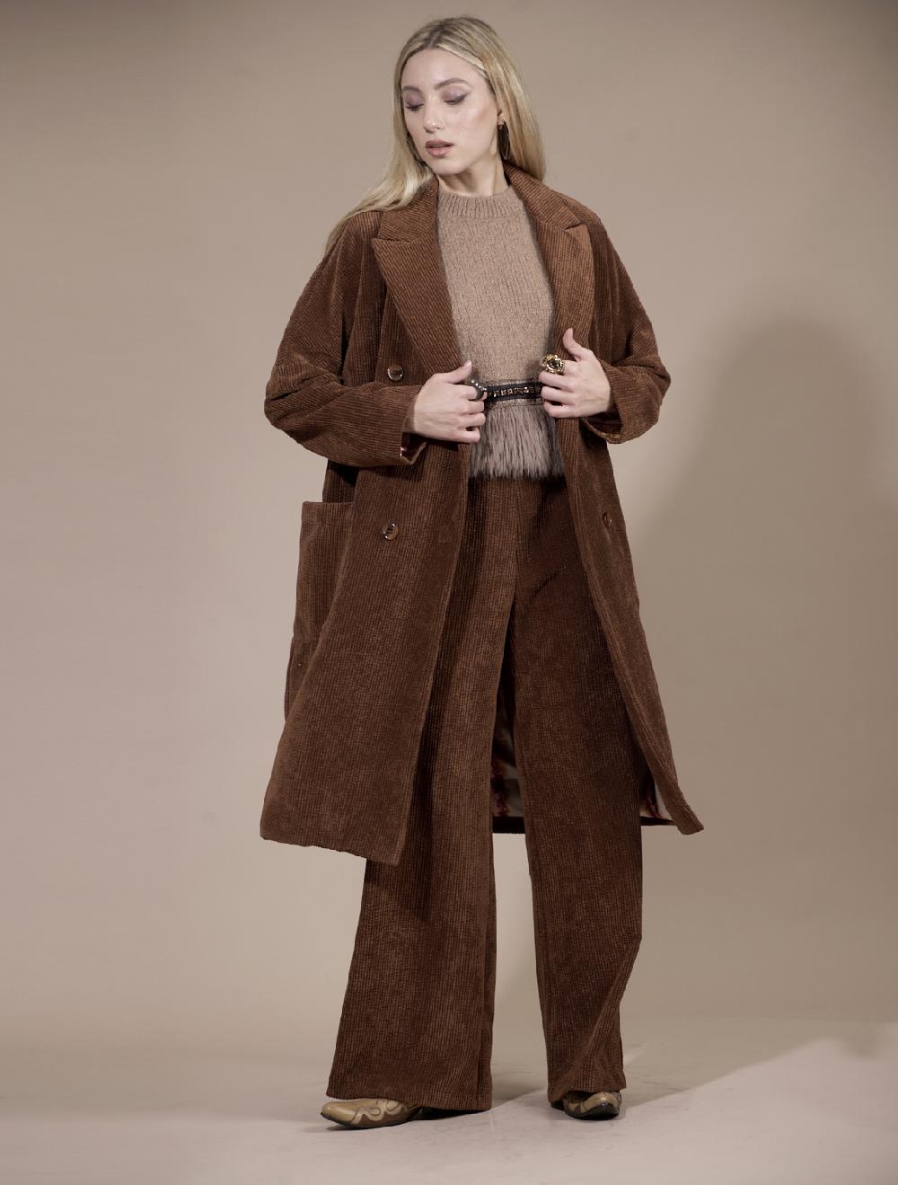 Save The Queen Cappotto marrone di velluto a coste Qualità Garantita