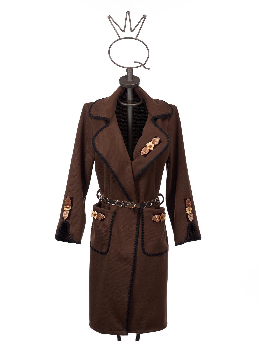 Save The Queen Cappotto marrone con bordi ricamati Negozi Online