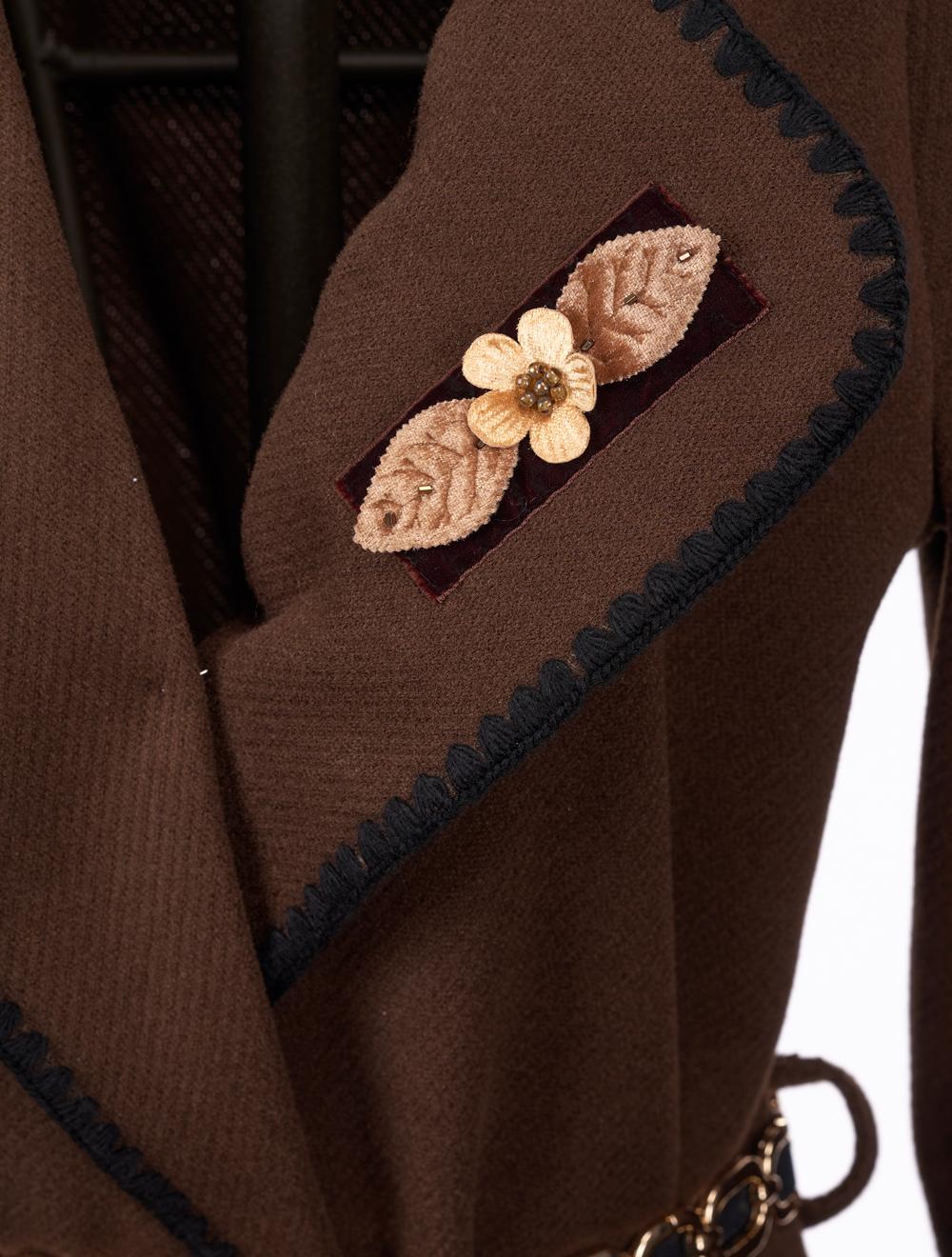 Save The Queen Cappotto marrone con bordi ricamati Negozi Online
