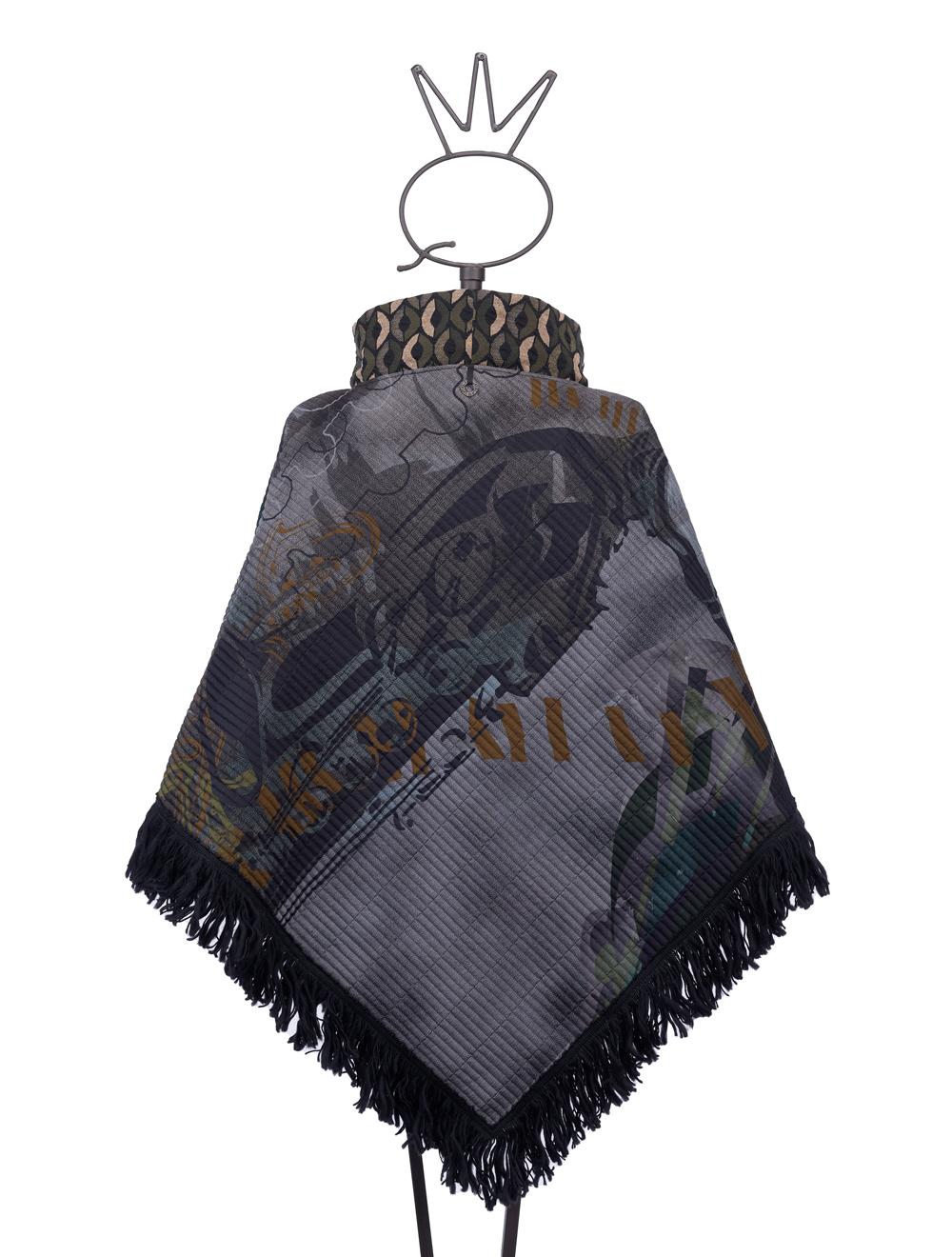 Save The Queen Poncho in seta e finta pelle con ricami Fino Al -60%