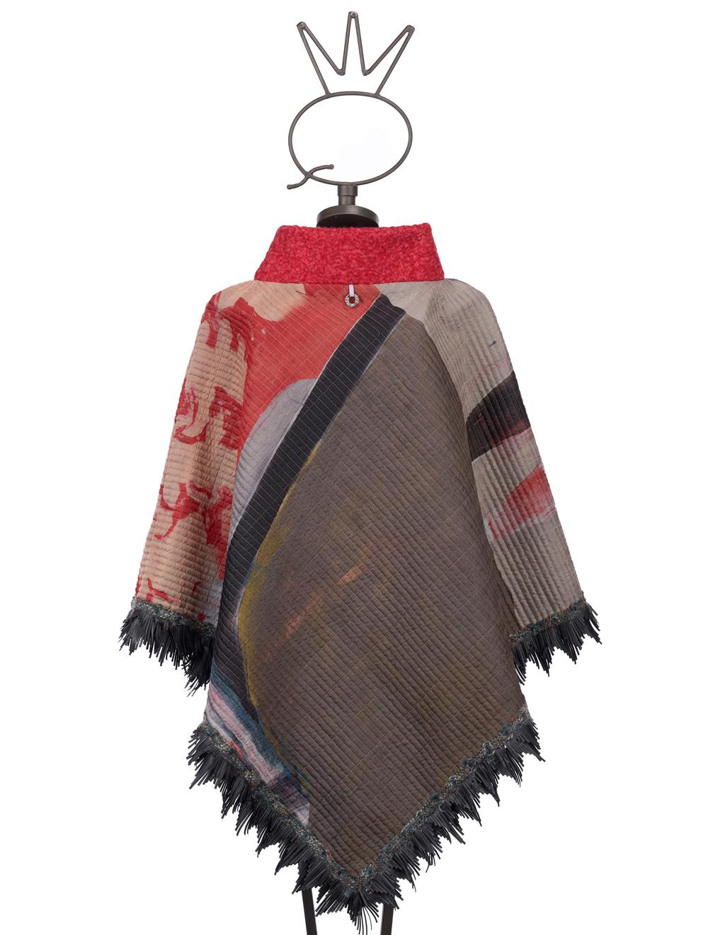 Save The Queen Poncho in seta con frange in ecopelle Affare Del Giorno