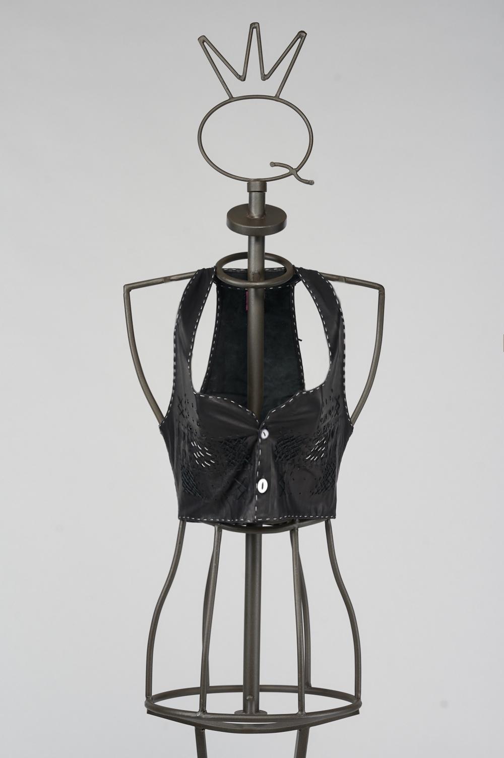Save The Queen Gilet in vera pelle nera In Vendita