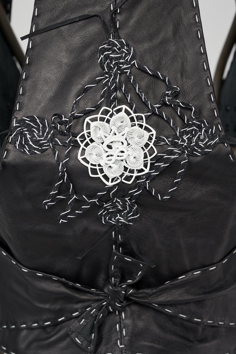 Save The Queen Gilet in vera pelle nera In Vendita