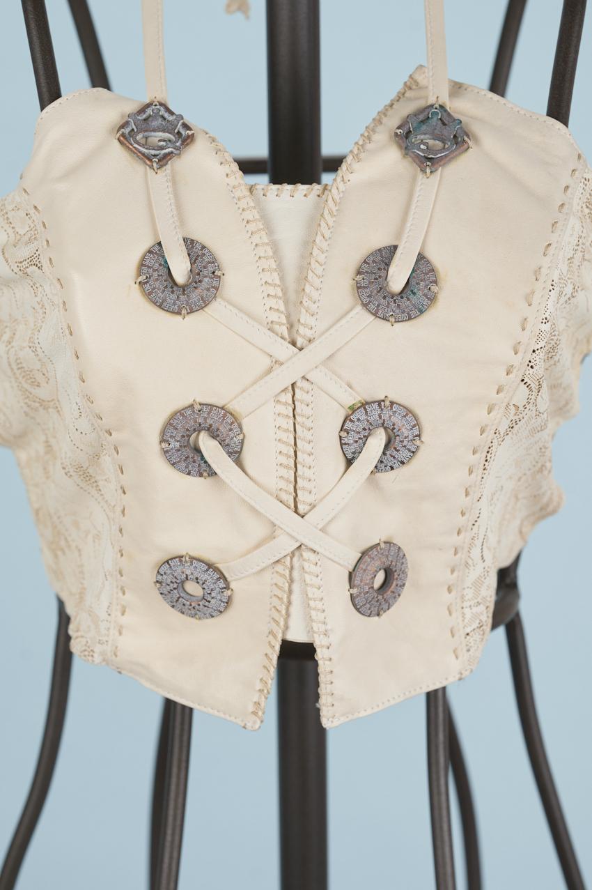 Save The Queen Gilet color avorio in vera pelle con applicazioni Hotsell