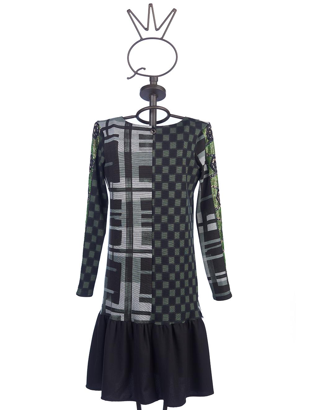 Save The Queen Vestito corto con stampa a quadri rouches e ricami Promozione