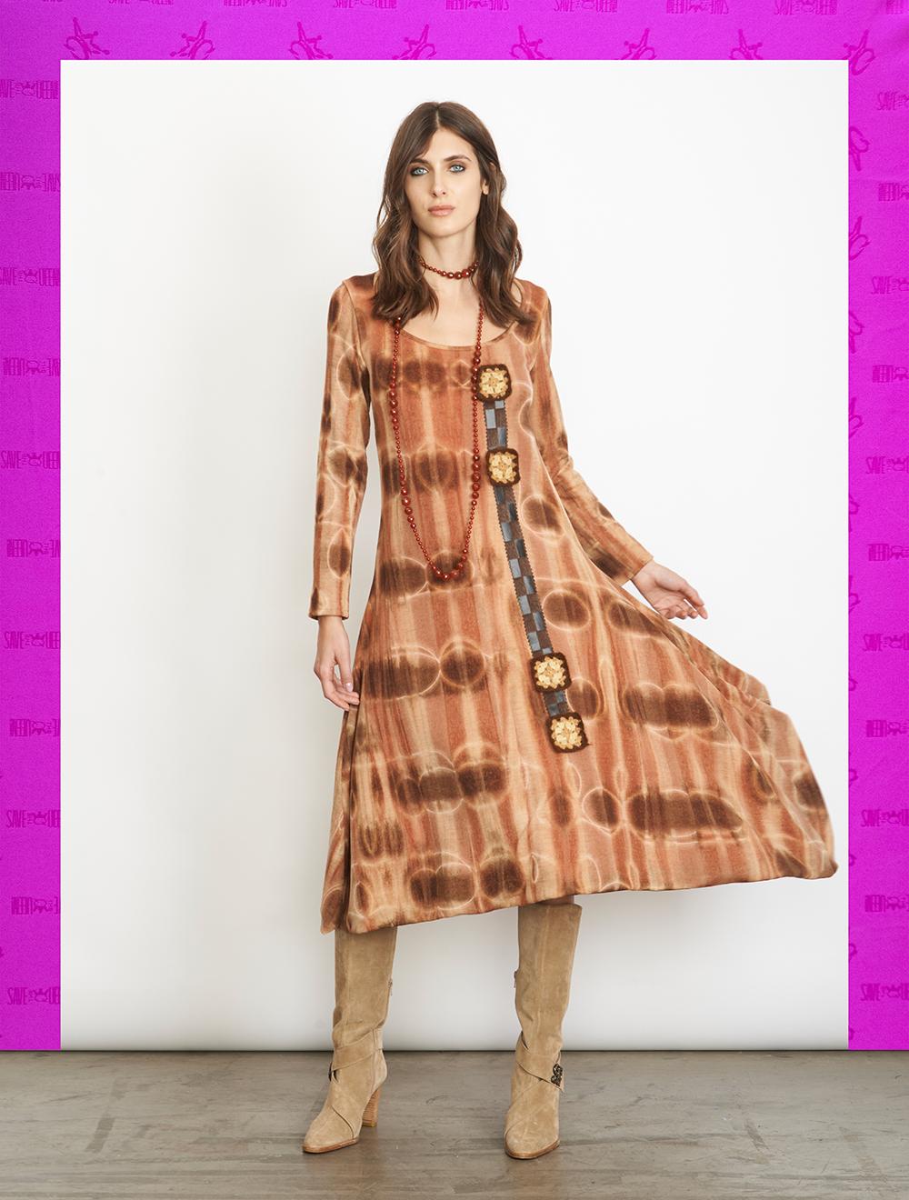 Save The Queen Vestito longuette in jersey di lana con stampa tie dye Affare Del Giorno