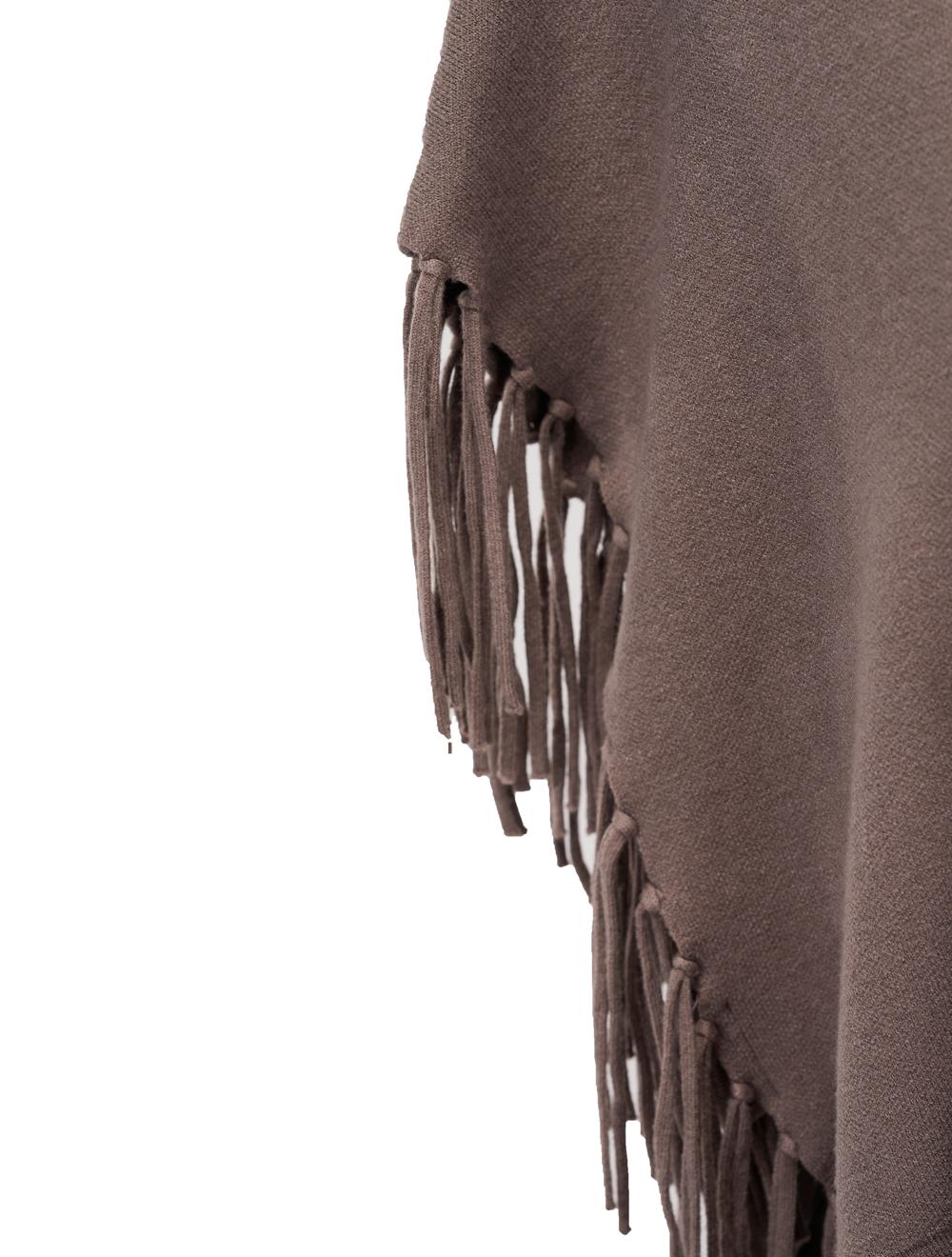 Save The Queen Maglia poncho color tortora in viscosa con applicazioni In Saldo
