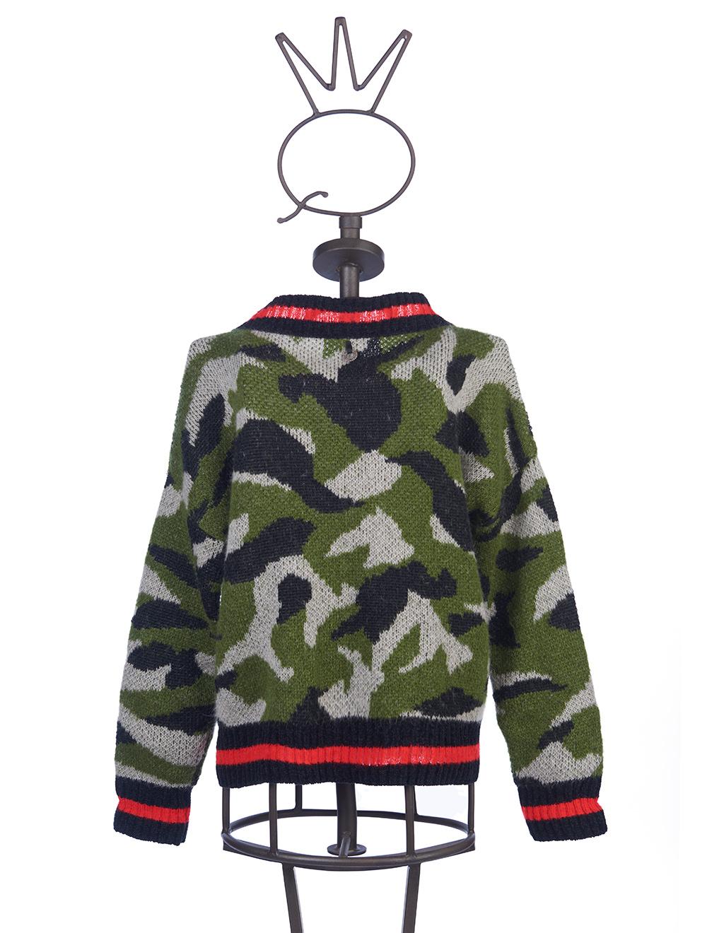 Save The Queen Maglia jacquard con disegno camouflage in lana mohair Vendita