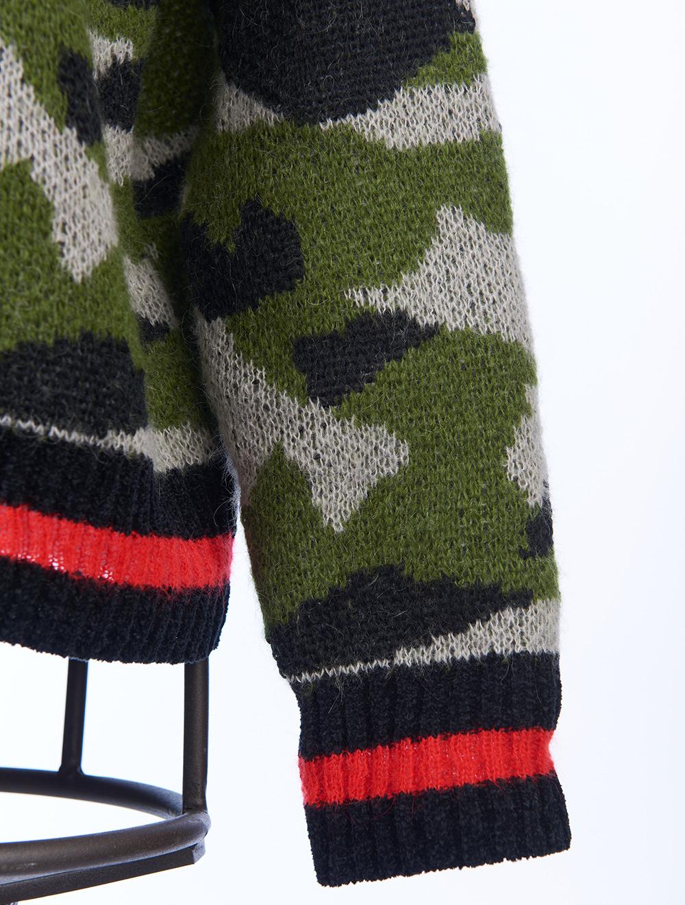 Save The Queen Maglia jacquard con disegno camouflage in lana mohair Vendita