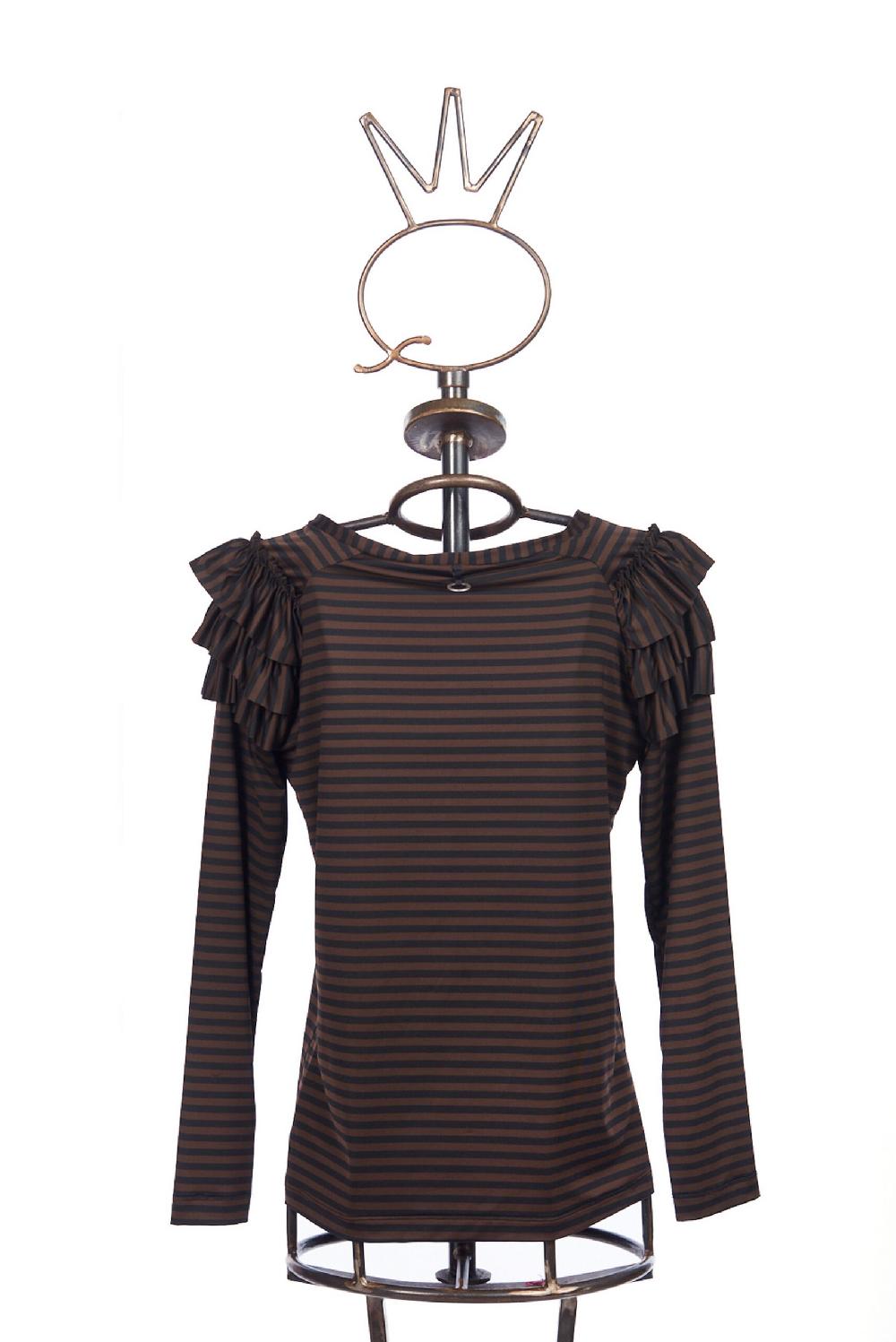 Save The Queen t-shirt a righe marroni e nere Offerta