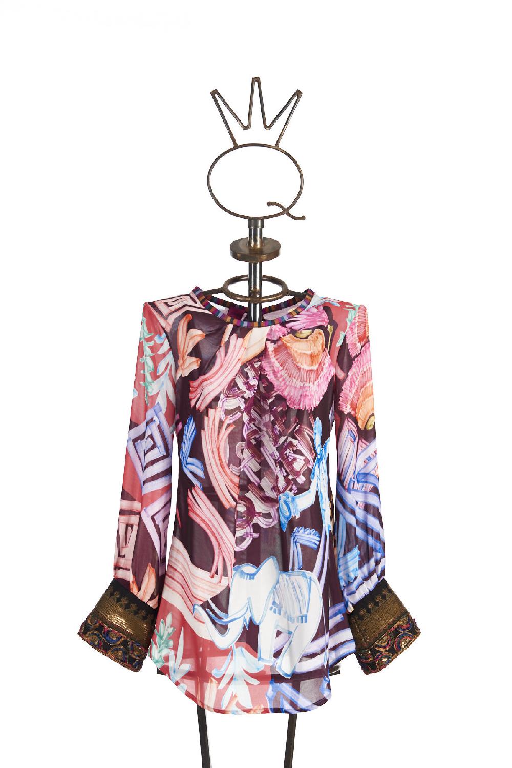 Save The Queen Blusa in chiffon con stampa dedicata al Circo Online
